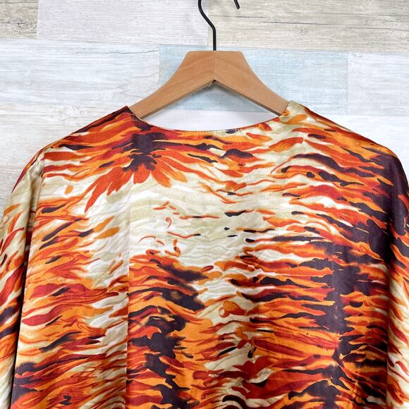 ASHRO Animal Print Kimono Kaftan Maxi Dress Brown Orange Womens Free One Size OS - Picture 5 of 6